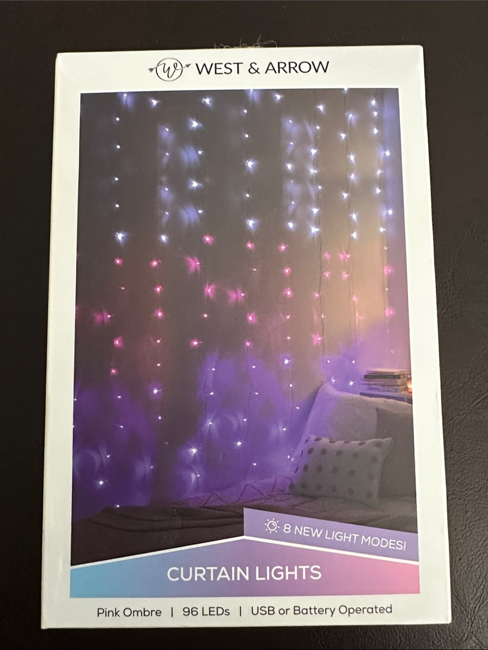 West & Arrow Pink Ombré Curtain Lights, 96 LED lights